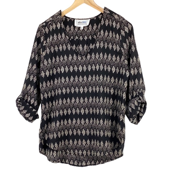 ALICE BLUE STITCH FIX V NECK TOP BLOUSE - Picture 2 of 14